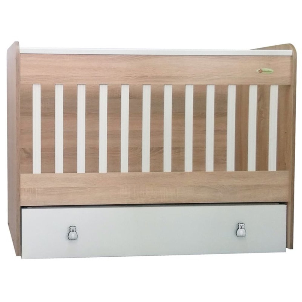 Κρεβατάκι με Λίκνισμα 60x120cm Ήρα Beboulino Σημύδα-Λευκό