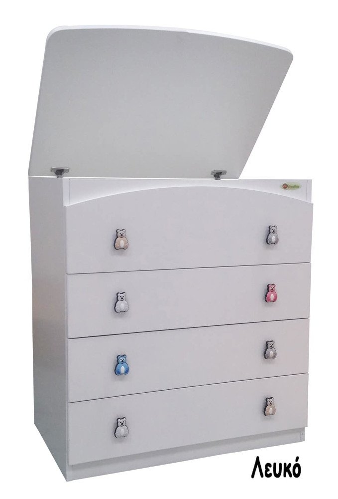Συρταριέρα με Ροδάκια 80x50x88cm Premium Beboulino White Cream - Image 3