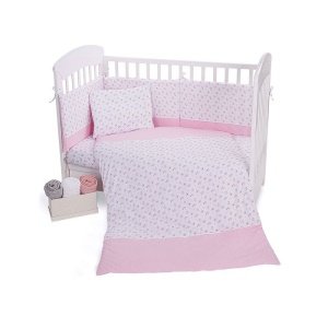 Προίκα Κούνιας 5τμχ 60x120cm Kikka Boo Flowers Pink