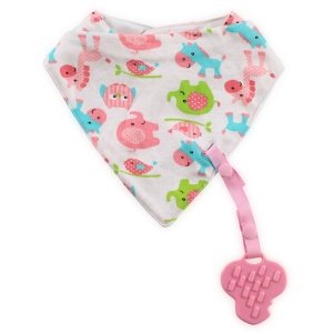 Σαλιάρα Μπαντάνα με Μασητικό και Κλιπ Lorelli Pink Elephants