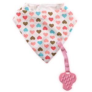 Σαλιάρα Μπαντάνα με Μασητικό και Κλιπ Lorelli Pink Hearts