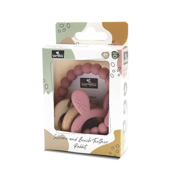 Μασητικό Σιλικόνης και Ξύλου Οξιάς Rabbit Natural Dep Pink Lorelli - Image 4