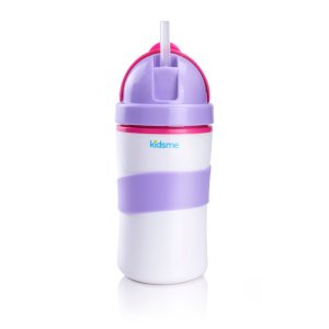 Ισοθερμικό Μπουκάλι με Καλαμάκι 300ml White Purple