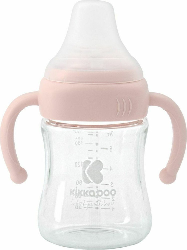 Μπιμπερό Γυάλινο με Λαβές 180ml Kikka Boo Pink