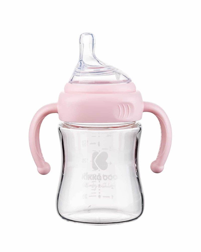Μπιμπερό Γυάλινο με Λαβές 180ml Kikka Boo Pink - Image 2