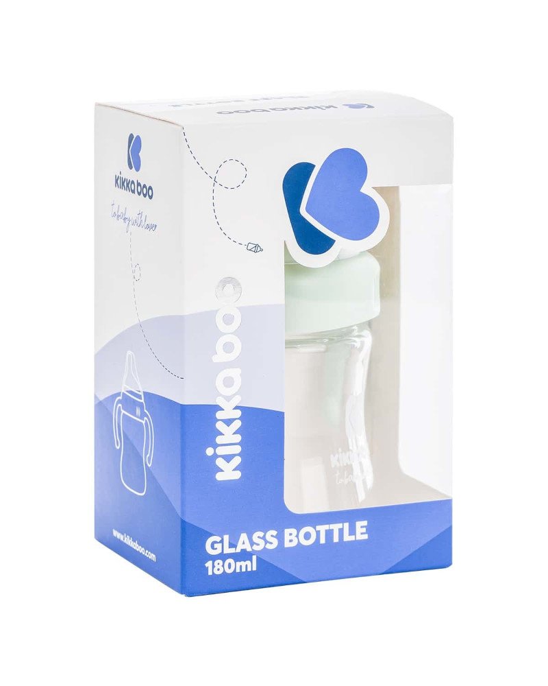Μπιμπερό Γυάλινο με Λαβές 180ml Kikka Boo Mint - Image 3