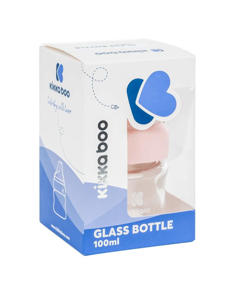 Μπιμπερό με Θηλή Σιλικόνης Γυάλινο 100ml Kikka Boo Pink - Image 2