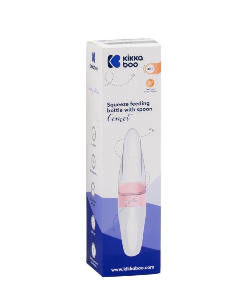 Μπιμπερό Σιλικόνης Squeeze με Κουτάλι Comet Kikka Boo Pink - Image 3