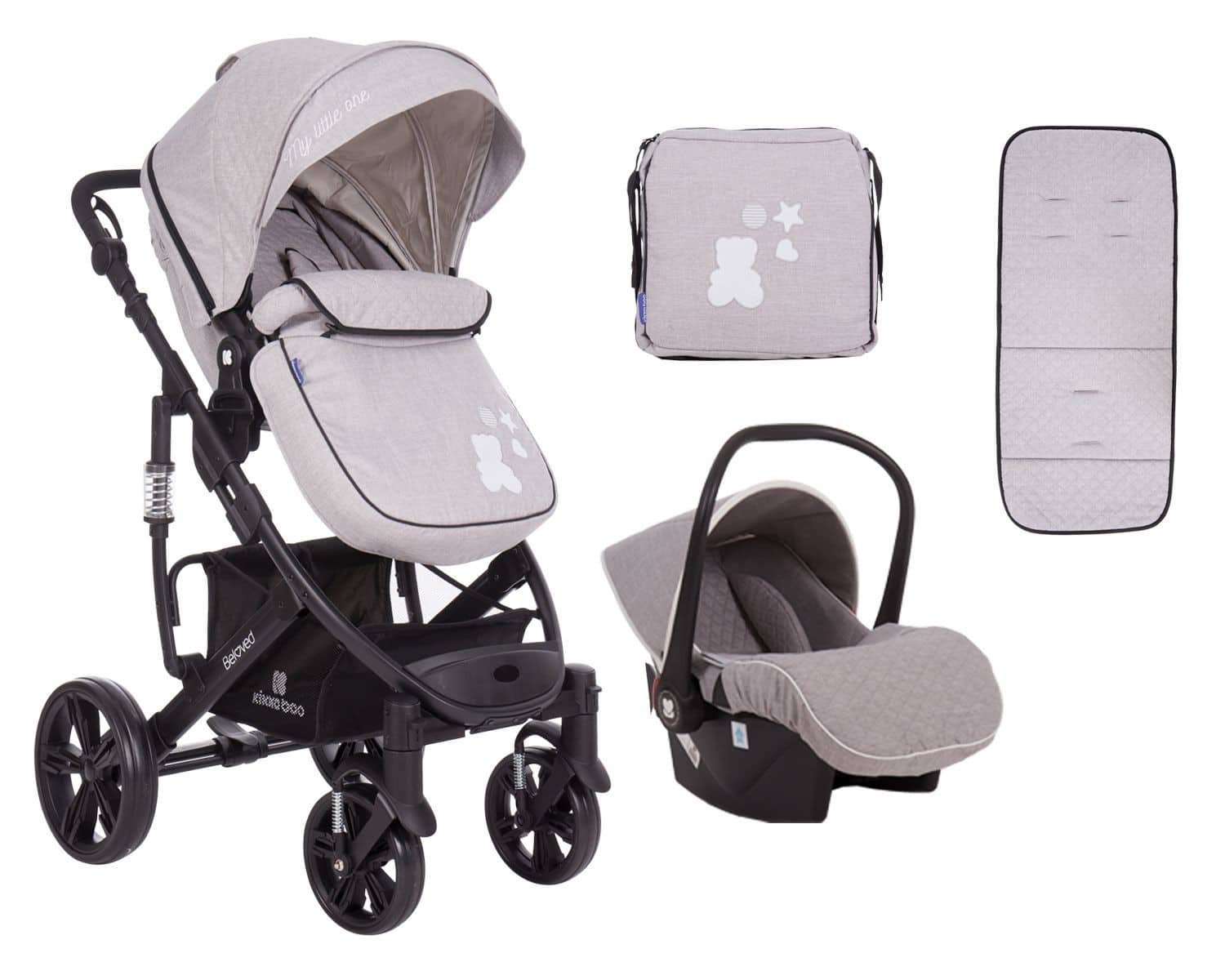 Πολυκαρότσι 3σε1 Μετατρεπόμενο με Car Seat 0-13kg Beloved Kikka boo Light Grey