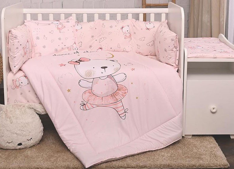 Σετ Προίκας Κούνιας 60x120cm Lily Lorelli Pink Ballerina Bear