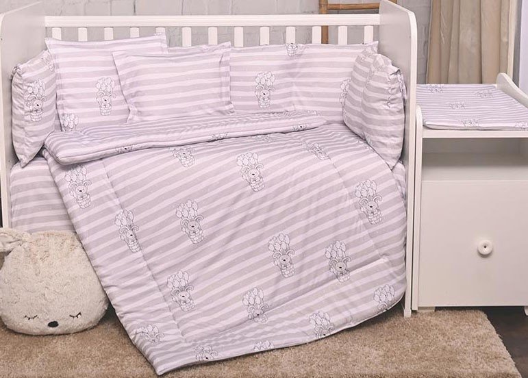Σετ Προίκας Κούνιας 60x120cm Lily Lorelli Striped Grey