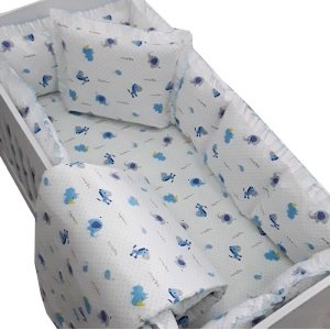 Σετ προίκα κούνιας 70x140cm Beboulino Blue Animals