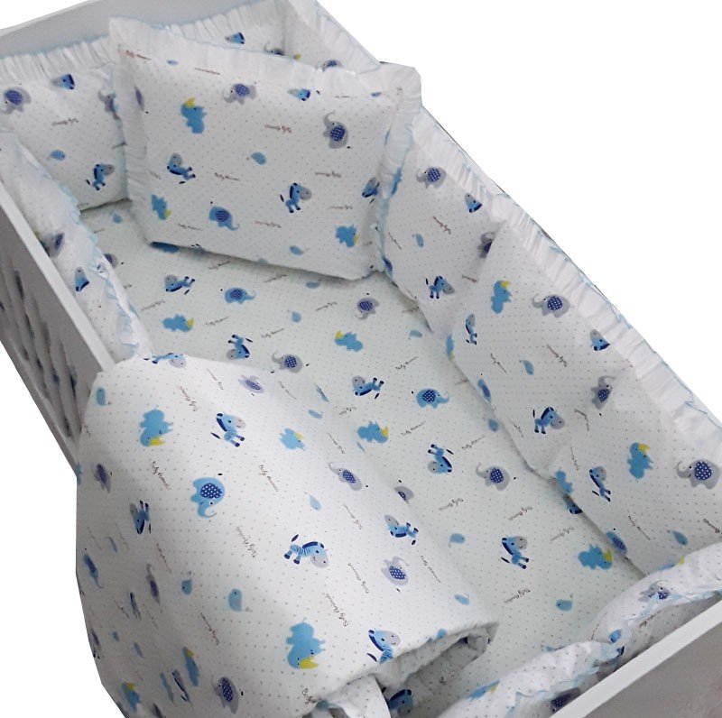 Σετ προίκα κούνιας 70x140cm Beboulino Blue Animals