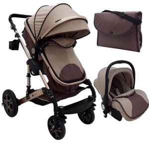 Καρότσι Μετατρεπόμενο 3σε1 με Car seat 0-13Kg Beboulino Nesna Coffee