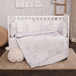 Σετ Προίκα Κούνιας 70x140cm 5τμχ Lorelli Grey Striped