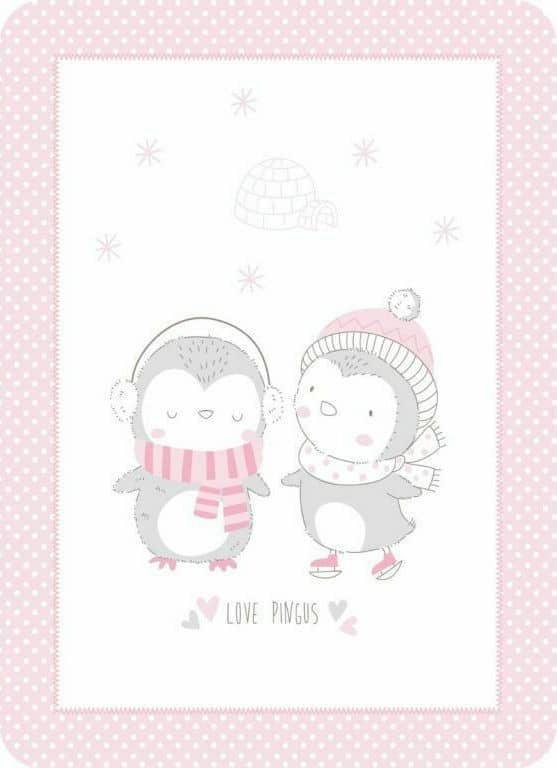 Κουβέρτα Βελουτέ Super Soft 110x140cm Love Pingus Kikka Boo Pink