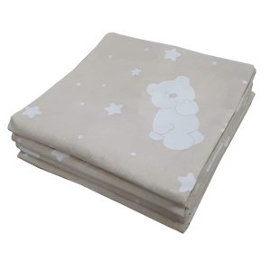 Παπλωματοθήκη Βαμβακερή 100x130cm Beboulino Beige Bear Stars