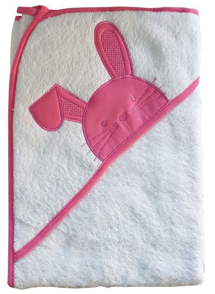 Bρεφική Μπουρνουζοπετσέτα με Κάπα 75x75cm Beboulino Pink Rabbit