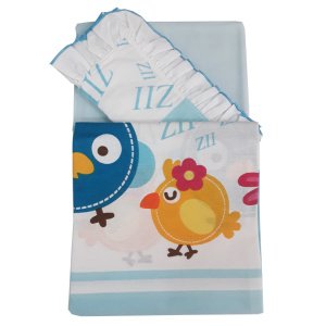 Σετ Σεντόνια 2τμχ 105x170cm με Μαξιλαροθήκη Beboulino Blue Lovely Birds