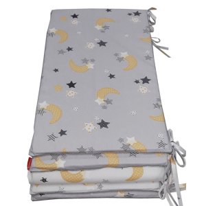 Προστατευτική Πάντα Κούνιας 2 όψεων 60x120cm Beboulino Grey White Moon Stars