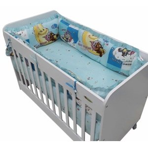 Προστατευτική Πάντα Κούνιας 4τμχ 70x140cm Beboulino Blue Honey