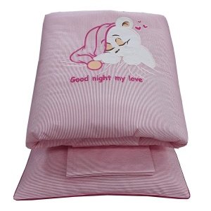 Σετ Προίκας Μωρού για Κούνια 4τμχ Beboulino Pink Rige