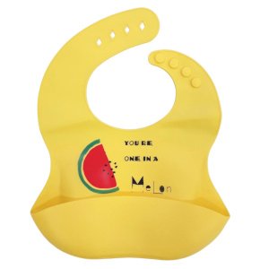 Σαλιάρα Σιλικόνης με Τσέπη Yellow One Melon