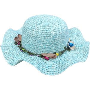 Ψάθινο Καπέλο Girl Flower Turquoise