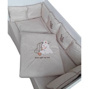 Σετ Προίκα Κούνιας 8τμχ 60x120cm Beboulino Embroidery Lines Beige
