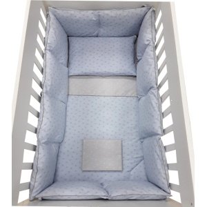 Σετ προίκα κούνιας 60x120cm Beboulino Grey Blue Stars