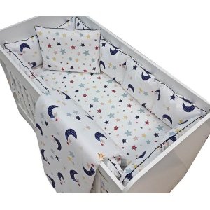 Σετ προίκα κούνιας 70x140cm Beboulino Dark Blue Moon Stars