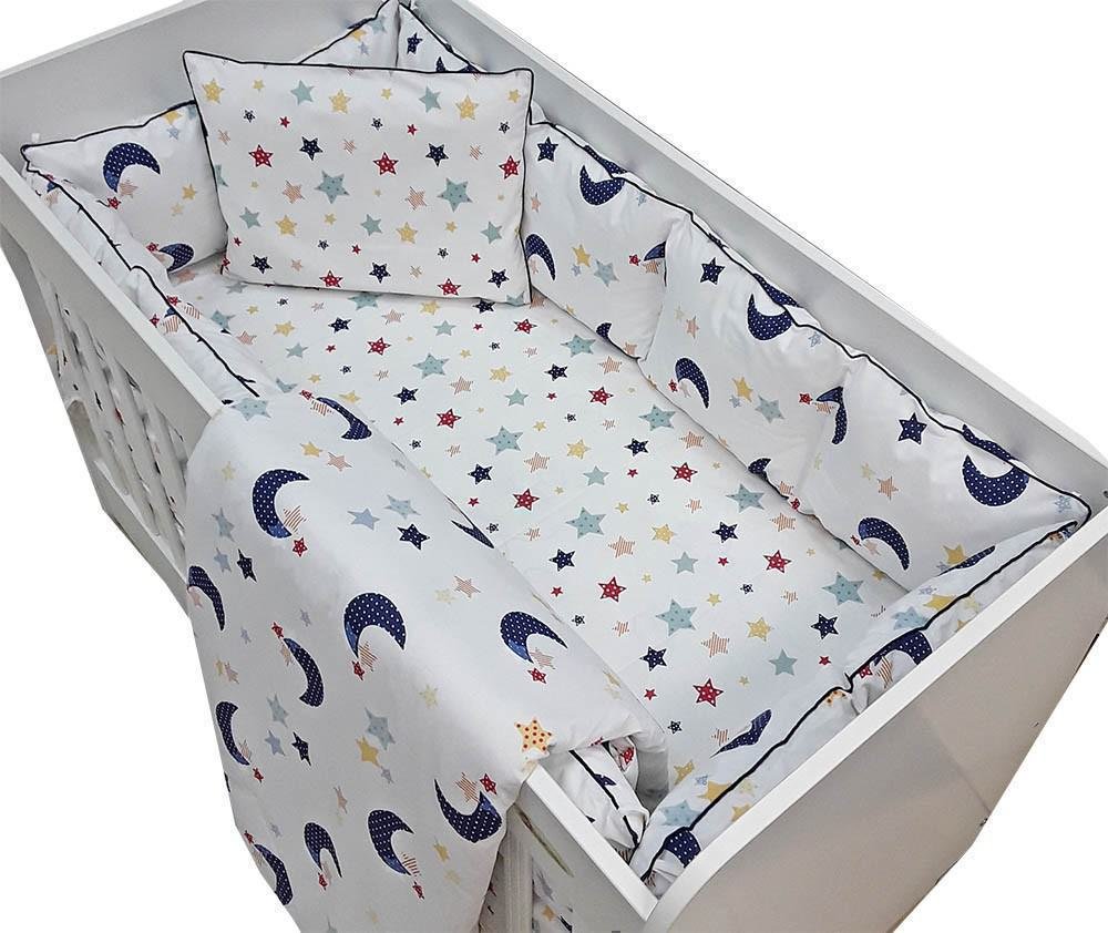 Σετ προίκα κούνιας 70x140cm Beboulino Dark Blue Moon Stars