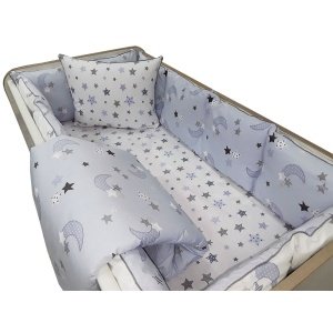 Σετ προίκα κούνιας 60x120cm Beboulino Blue Moon Stars