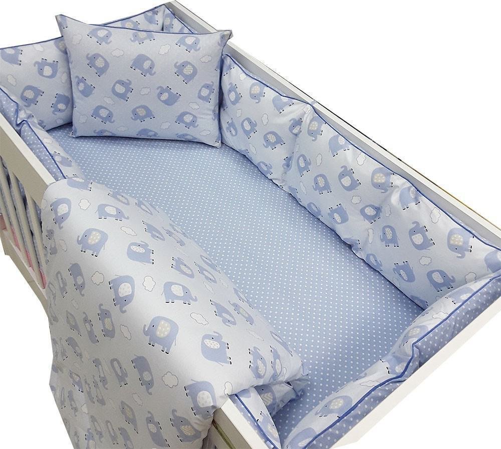 Σετ προίκα κούνιας 60x120cm Beboulino Baby Blue Elephant