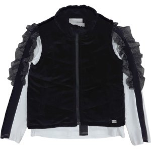 Μπλούζα Μακρυμάνικη με Αμάνικη Ζακέτα Velour Black