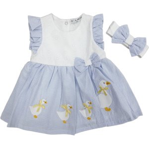 Φόρεμα Αμάνικο με Κορδέλα White Blue Ducks