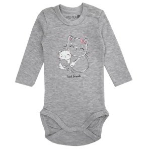 Κορμάκι Μακρυμάνικο Cats Best Friends Venere Grey