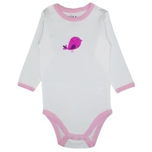 Κορμάκι Μακρυμάνικο Pink Bird Lullaby White