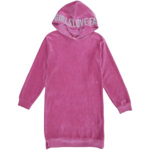 Φόρεμα Κοτλέ με Κουκούλα Pink