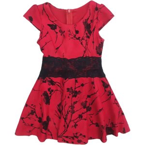 Φόρεμα Κοντομάνικο Bordeaux Black Flowers