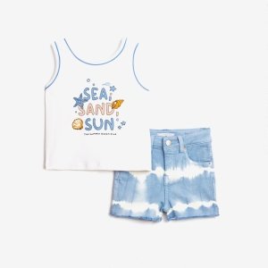 Μπλουζάκι με Σορτσάκι White Blue Jean Funky
