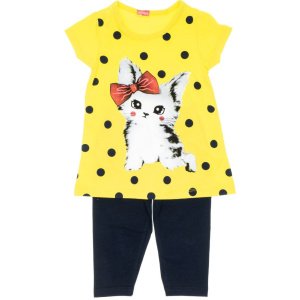 Μπλουζάκι με Κολάν Κάπρι Precious Yellow Cat Ribemix Kids