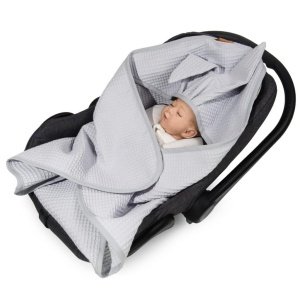 Κουβέρτα Βόλτας Πικέ με Υποδοχές 78x78cm Beboulino For Baby Light Grey