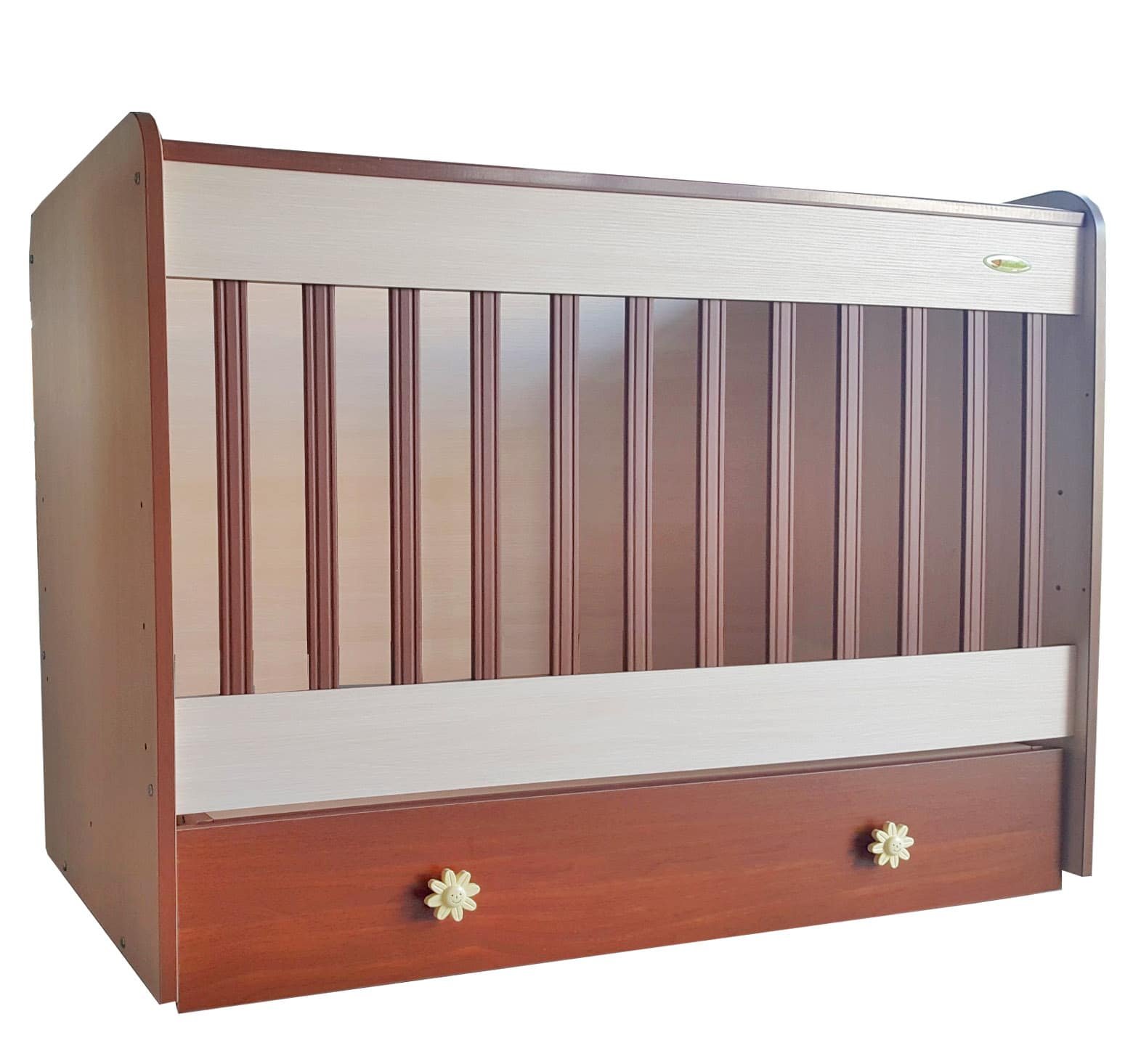 Κρεβατάκι με Λίκνισμα 60x120cm Ήρα Beboulino Οξιά-Καρυδιά