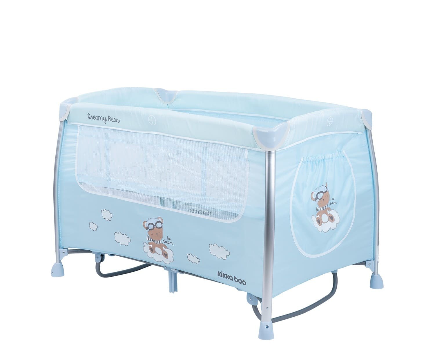 Παρκοκρέβατο 2 Επιπέδων με Λίκνισμα Dreamy Bear Kikka boo Mint/Blue 2022 - Image 6