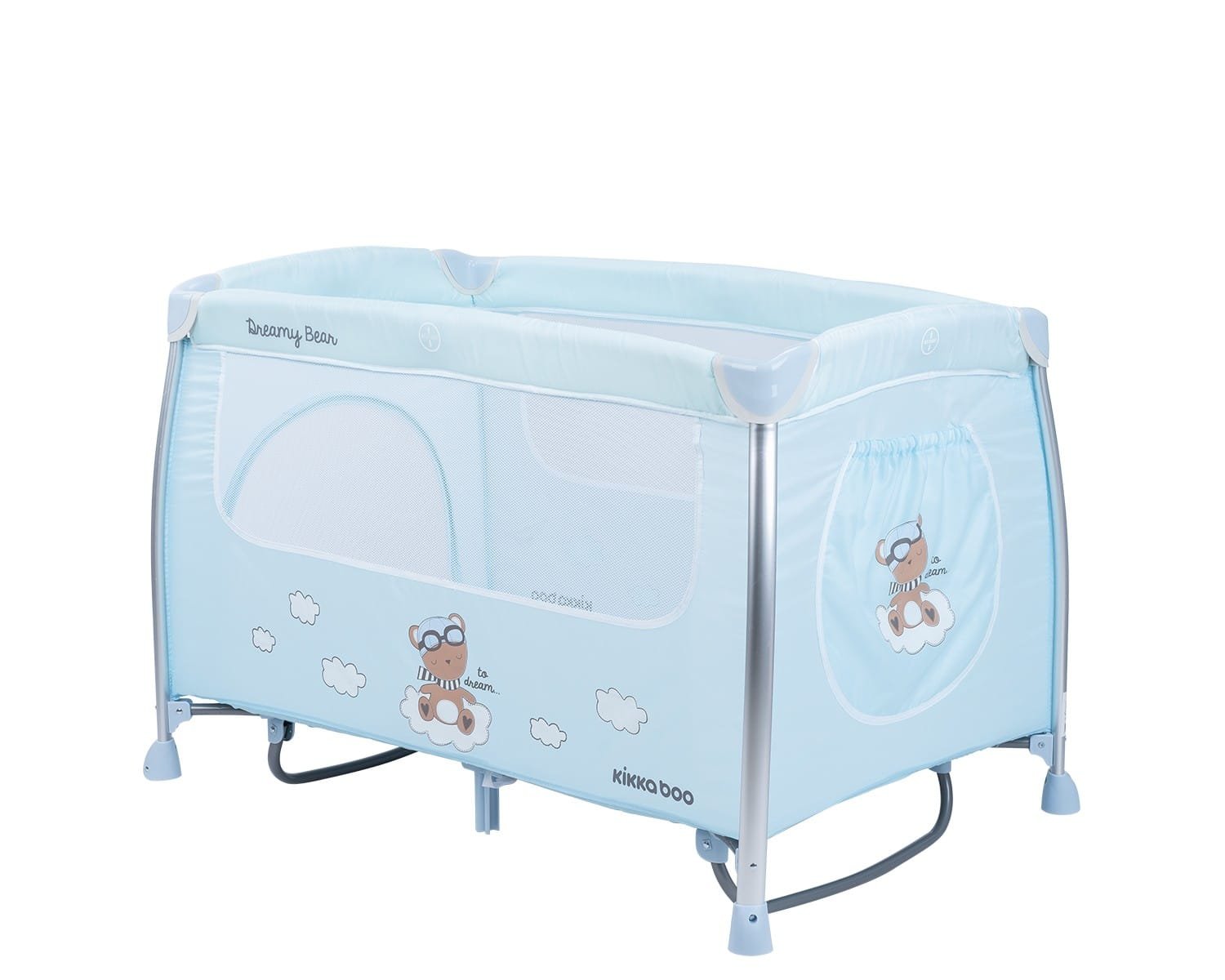 Παρκοκρέβατο 2 Επιπέδων με Λίκνισμα Dreamy Bear Kikka boo Mint/Blue 2022 - Image 7