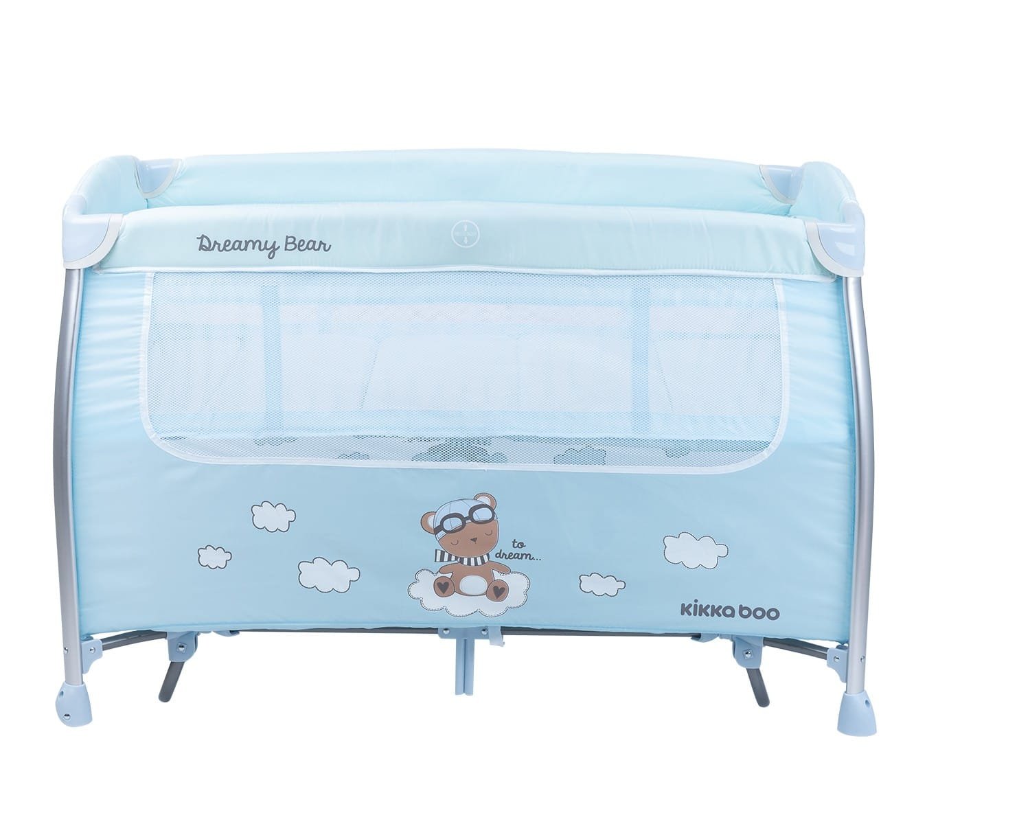 Παρκοκρέβατο 2 Επιπέδων με Λίκνισμα Dreamy Bear Kikka boo Mint/Blue 2022 - Image 9