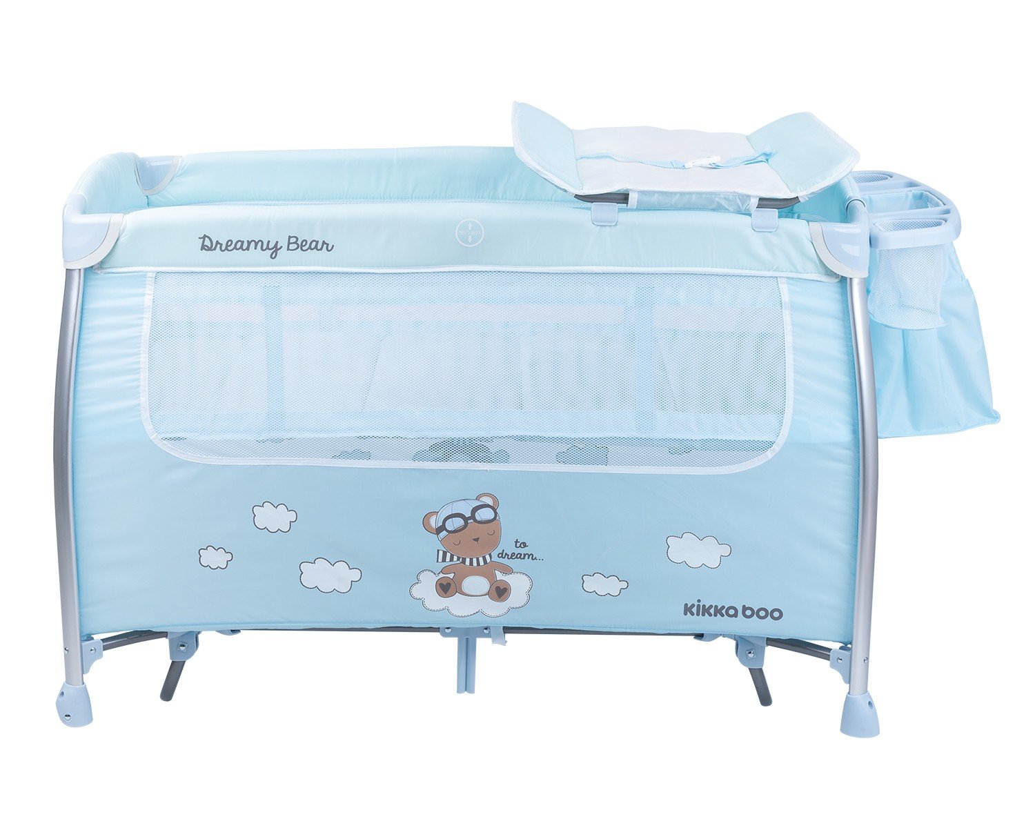 Παρκοκρέβατο 2 Επιπέδων με Λίκνισμα Dreamy Bear Kikka boo Mint/Blue 2022 - Image 10