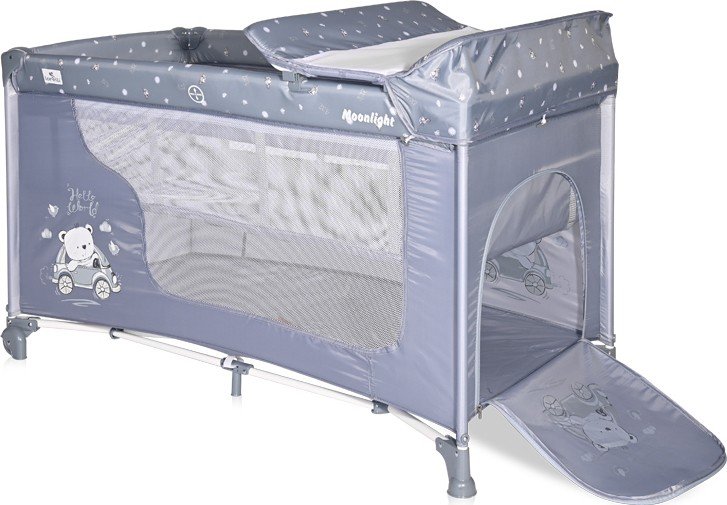 Παρκοκρέβατο 2 Επιπέδων Moonlight Lorelli Silver Blue Car - Image 2