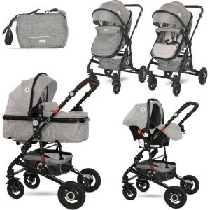 Πολυκαρότσι Μετατρεπόμενο 3σε1 με Car Seat 0-13kg Alba Premium Lorelli Steel Grey
